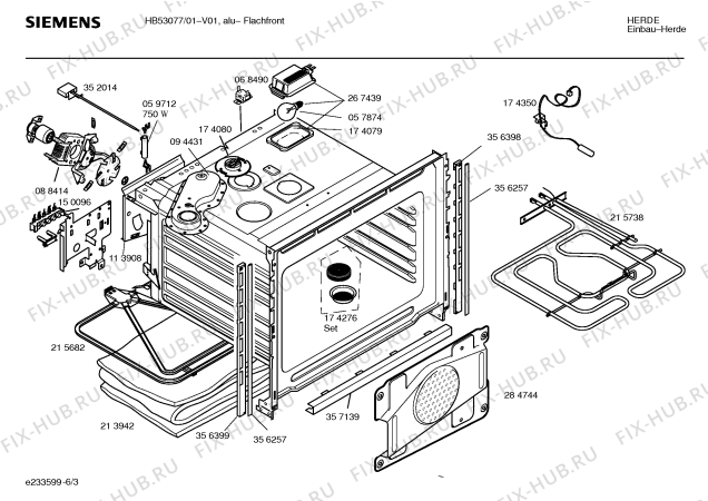 Схема №1 HB53077 с изображением Инструкция по эксплуатации для плиты (духовки) Siemens 00528114