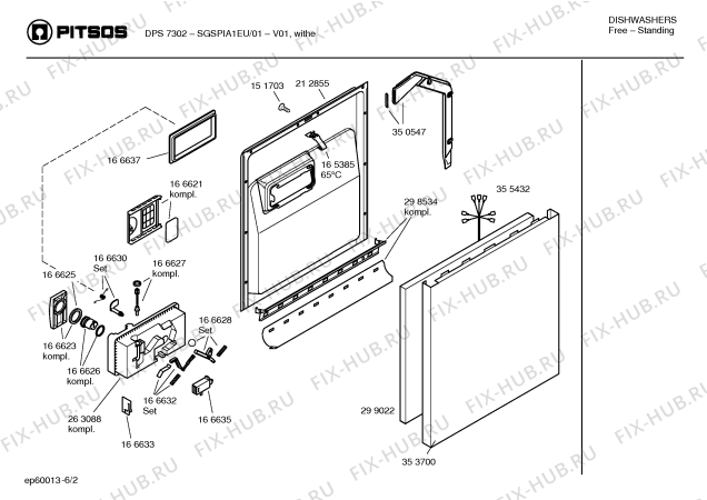 Взрыв-схема посудомоечной машины Pitsos SGSPIA1EU DPS7302 - Схема узла 02