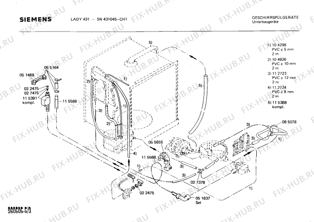 Взрыв-схема посудомоечной машины Siemens SN431045 - Схема узла 03