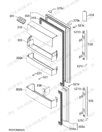 Взрыв-схема холодильника Electrolux RN3454NOW - Схема узла Door 003