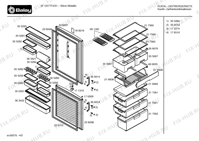 Схема №1 3FG577F2 с изображением Дверь морозильной камеры для холодильной камеры Bosch 00238298