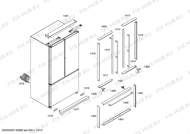 Схема №4 RY495300 с изображением Декоративная планка для холодильной камеры Bosch 00669286
