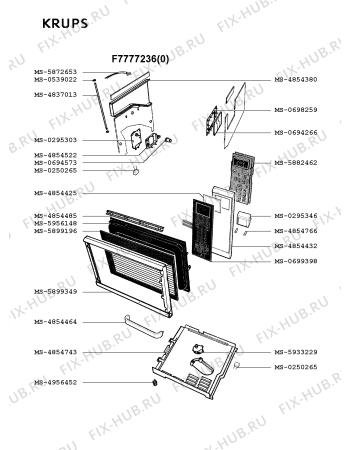 Взрыв-схема микроволновой печи Krups F7777236(0) - Схема узла 6P002412.6P2
