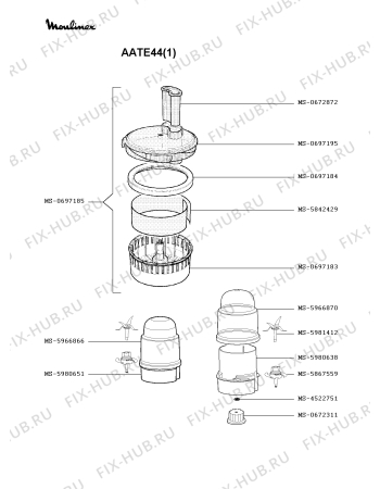 Взрыв-схема кухонного комбайна Moulinex AATE44(1) - Схема узла QP000391.4P2
