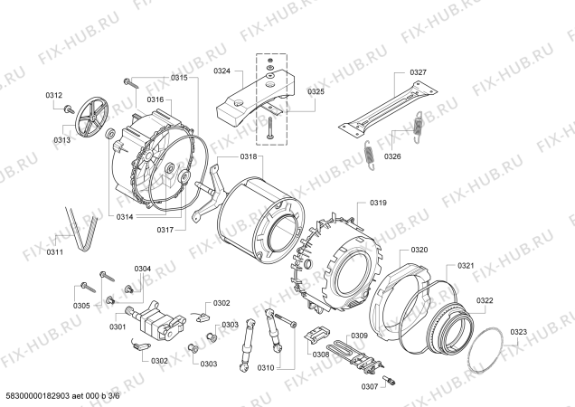 Взрыв-схема стиральной машины Siemens WM14E397NL iQ300 iSensoric - Схема узла 03