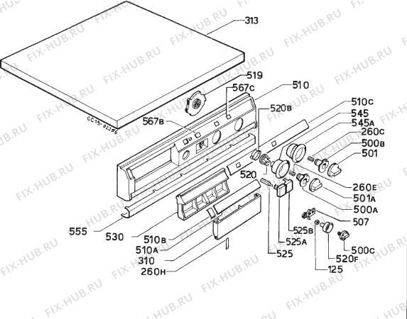 Взрыв-схема стиральной машины Electrolux WH290 - Схема узла Command panel 037