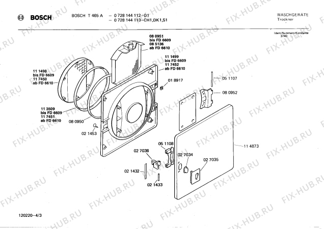 Взрыв-схема сушильной машины Bosch 0728144112 T465A - Схема узла 03