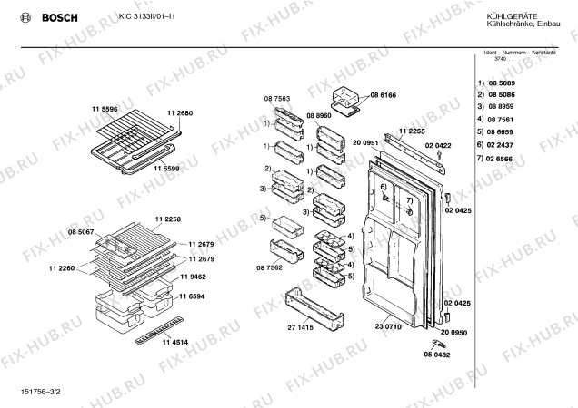 Взрыв-схема холодильника Bosch KIC3133II - Схема узла 02