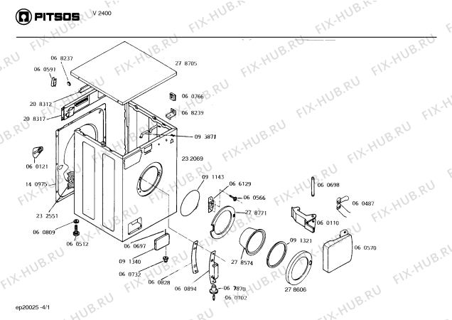 Схема №1 V2400 с изображением Переключатель для стиралки Bosch 00060374