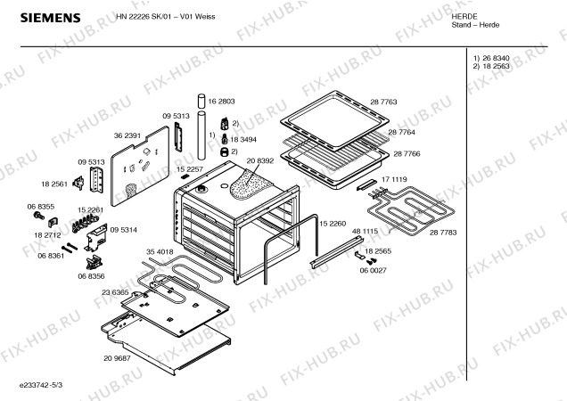 Взрыв-схема плиты (духовки) Siemens HN22226SK - Схема узла 03