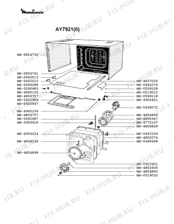 Взрыв-схема микроволновой печи Moulinex AY7921(0) - Схема узла IP002291.4P2