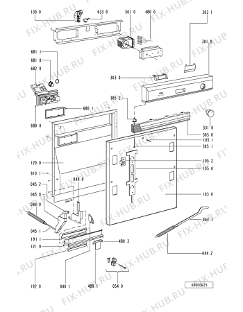 Схема №1 DWF 401 WH с изображением Ручка для электропосудомоечной машины Whirlpool 481946258369