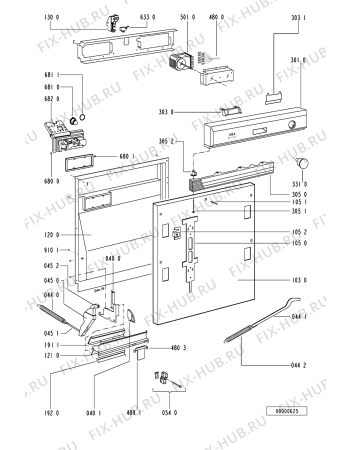 Схема №1 DWF 411 S 045 396 85 с изображением Электропитание для посудомойки Whirlpool 481232128388