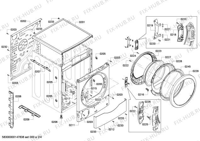 Взрыв-схема сушильной машины Bosch WTVC4300US 300 Series - Схема узла 02