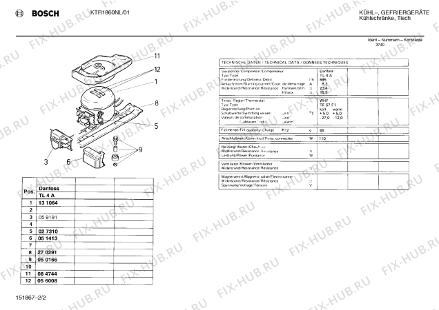 Взрыв-схема холодильника Bosch KTR1860NL - Схема узла 02