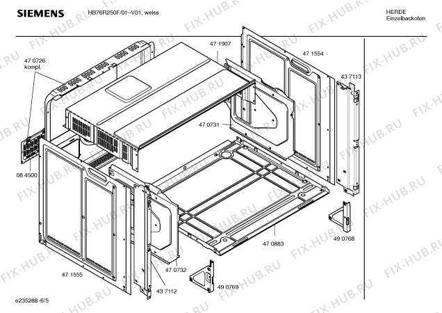 Схема №4 HB76R250F с изображением Панель управления для духового шкафа Siemens 00437116