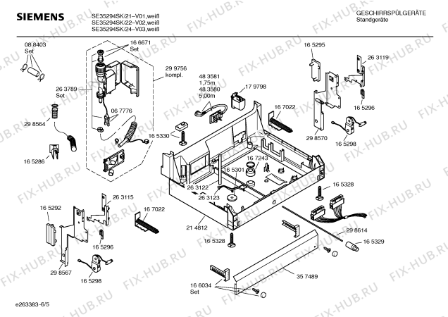 Схема №1 SE36292SK с изображением Инструкция по эксплуатации для электропосудомоечной машины Siemens 00583772