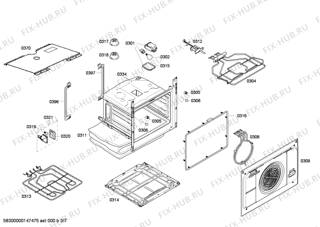 Взрыв-схема плиты (духовки) Bosch HCE858450U - Схема узла 03