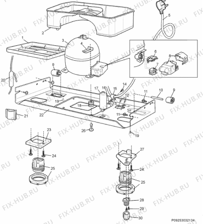 Взрыв-схема холодильника Electrolux END52800X - Схема узла Section 6