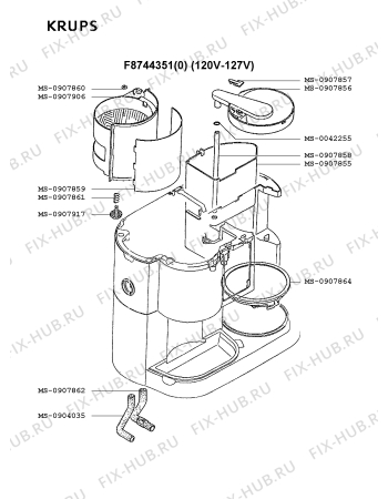 Взрыв-схема кофеварки (кофемашины) Krups F8744351(0) - Схема узла UP001853.4P3