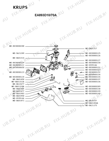 Взрыв-схема кофеварки (кофемашины) Krups EA893D10/70A - Схема узла VP005809.9P2