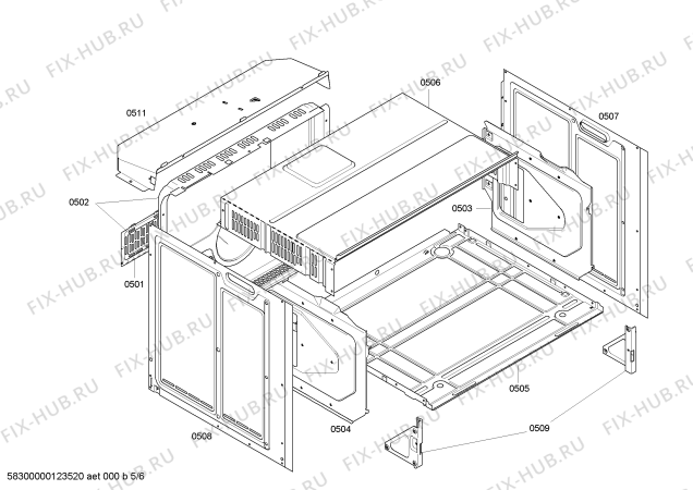 Взрыв-схема плиты (духовки) Bosch HBN730561C - Схема узла 05