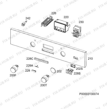 Взрыв-схема плиты (духовки) Aeg BER451110B - Схема узла Command panel 037