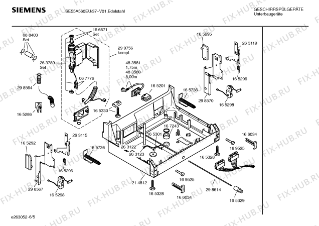 Взрыв-схема посудомоечной машины Siemens SE55A560EU - Схема узла 05