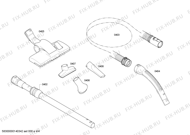 Взрыв-схема пылесоса Siemens VSZ62540 Siemens Z6.0 automatic - Схема узла 04