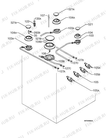 Взрыв-схема плиты (духовки) Electrolux EKM6600W - Схема узла Functional parts 267