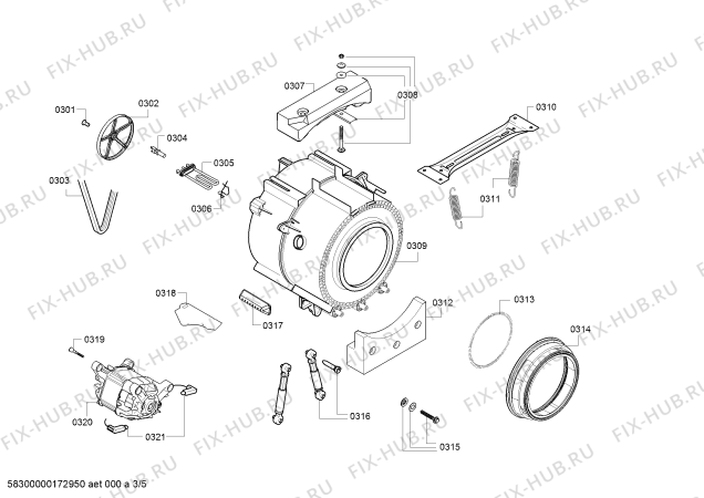 Взрыв-схема стиральной машины Bosch WAB1606SCY - Схема узла 03