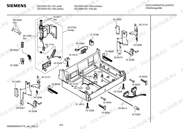 Взрыв-схема посудомоечной машины Siemens SE55491 - Схема узла 05