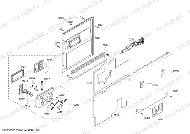 Схема №1 S55KBK03UC с изображением Панель управления для посудомойки Bosch 00666654