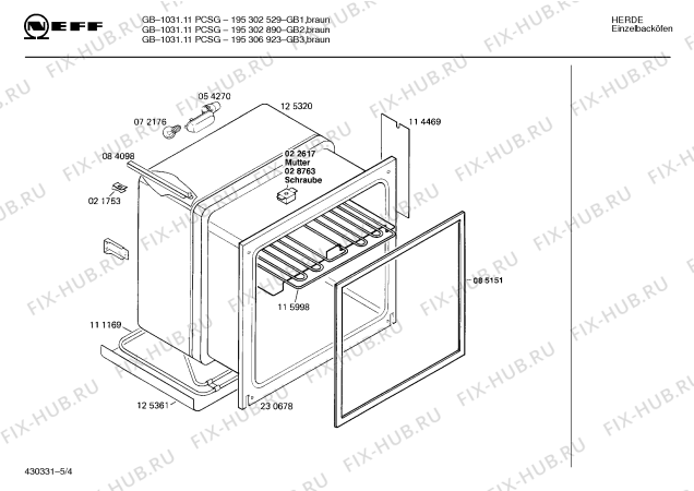 Взрыв-схема плиты (духовки) Neff 195302529 GB-1031.11PCSG - Схема узла 04