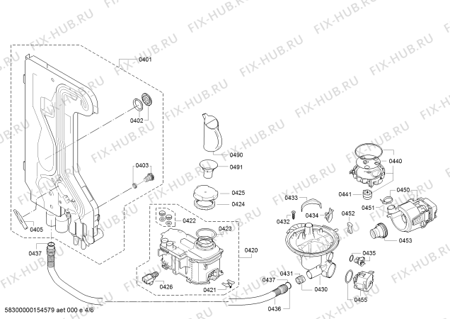 Взрыв-схема посудомоечной машины Bosch SMS50E12FF - Схема узла 04