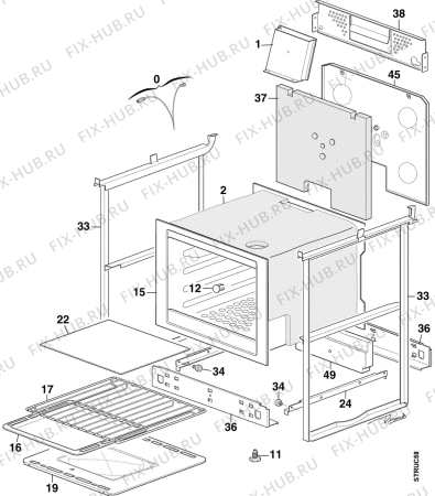 Взрыв-схема плиты (духовки) Electrolux EK6415/1 - Схема узла Structure