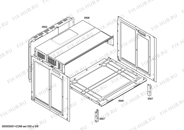 Взрыв-схема плиты (духовки) Bosch HBN231E1L - Схема узла 05