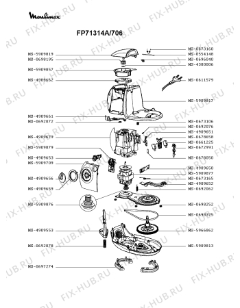 Взрыв-схема кухонного комбайна Moulinex FP71314A/706 - Схема узла JP003727.9P3