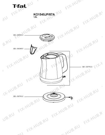 Схема №1 KO1545JP/87A с изображением Корпусная деталь для чайника (термопота) Seb SS-207913