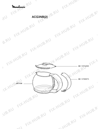 Взрыв-схема кофеварки (кофемашины) Moulinex ACG3NB(2) - Схема узла Q0000103.9Q2