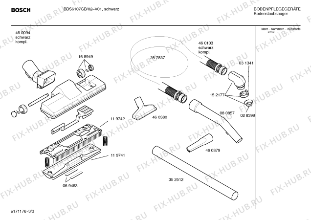 Взрыв-схема пылесоса Bosch BBS6107GB ACTIVA 61 - Схема узла 03