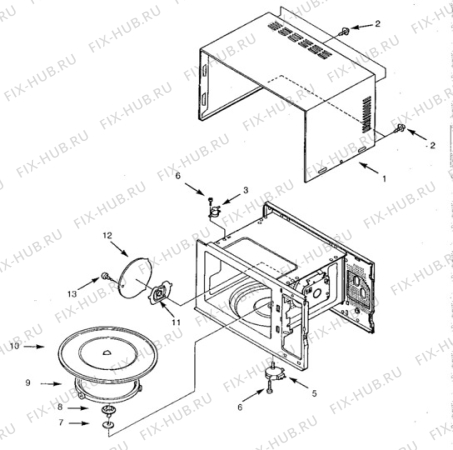 Взрыв-схема микроволновой печи Electrolux EME1885 - Схема узла Oven body