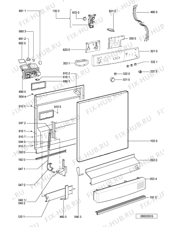 Схема №1 ADP 6840 WHM с изображением Блок управления для посудомоечной машины Whirlpool 481221479341