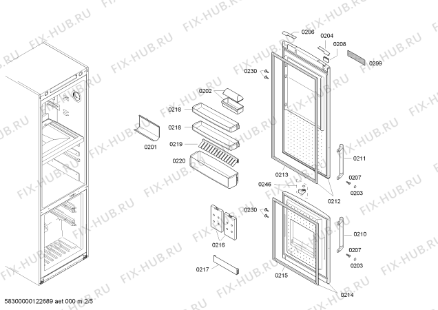 Схема №1 KGF39P98 с изображением Дверь для холодильной камеры Bosch 00681090