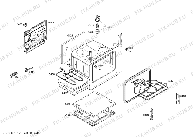 Взрыв-схема плиты (духовки) Bosch HSN121120 - Схема узла 04