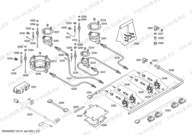 Взрыв-схема плиты (духовки) Bosch PCK755XEU - Схема узла 02