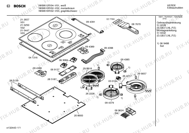 Схема №1 NKM610R с изображением Стеклокерамика для электропечи Bosch 00210250