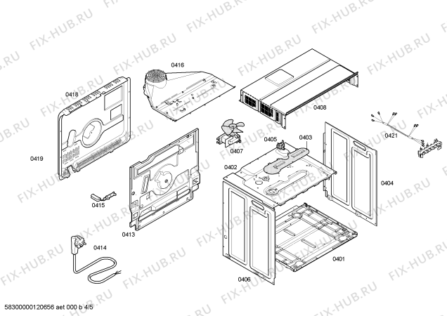 Взрыв-схема плиты (духовки) Bosch HBN43W561 - Схема узла 04