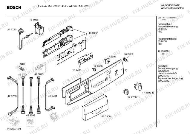 Схема №1 WFO141A Exclusiv Maxx WFO141A с изображением Инструкция по установке и эксплуатации для стиральной машины Bosch 00590135