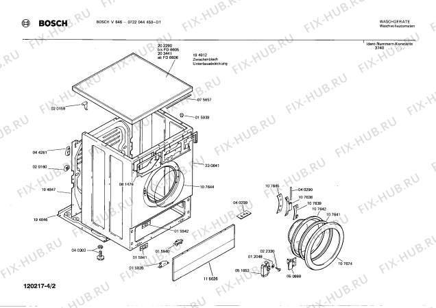 Взрыв-схема стиральной машины Bosch 0722044450 V646 - Схема узла 02